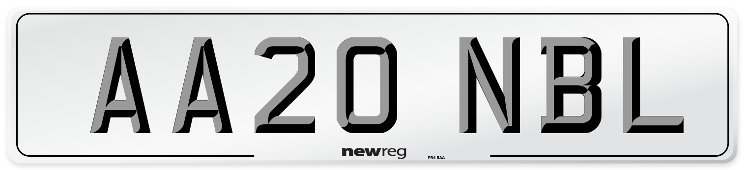 AA20 NBL Number Plate from New Reg